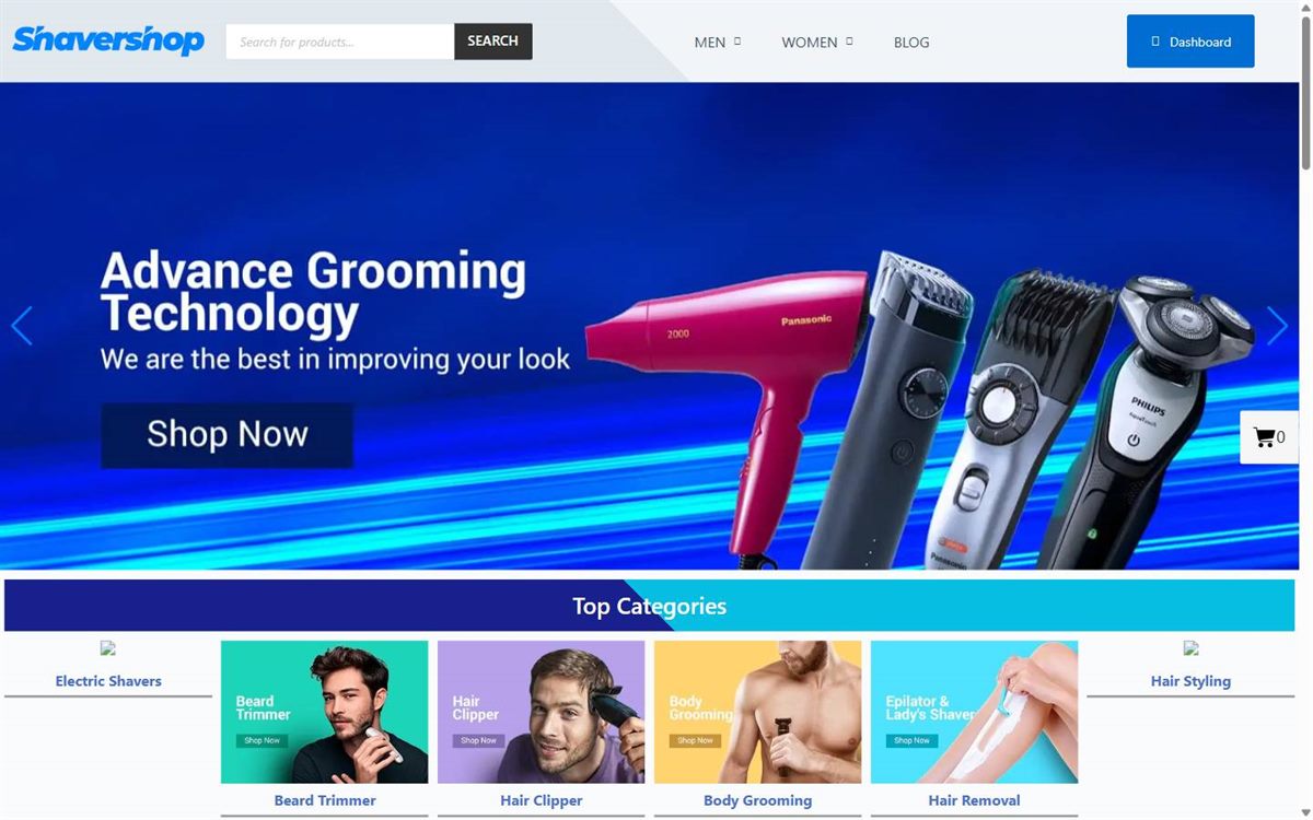 Shavershop-এর পুরোনো হোমপেজ, ২০২৩